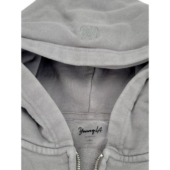 YoungLA Full Zip Hoodie X-Small Gray YLA Logo Streetwear‎ Sweatshirt - Picture 5 of 5